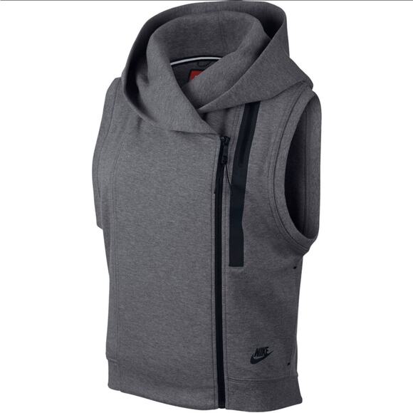 Nike Tech Fleece Vest Gray Off Center Zip Hoodie size XS - Picture 1 of 11